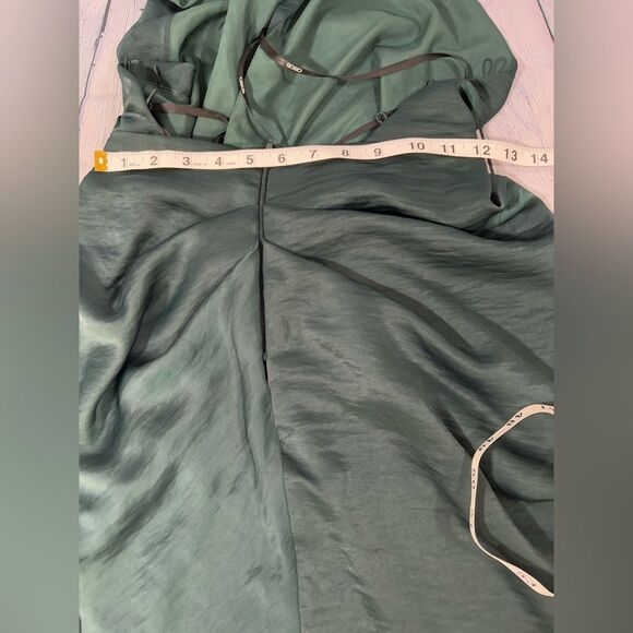 NWT ASOS Forest Green Satin Twill Halter Drape Neck Holiday Festive Mini Dress 2 - Picture 7 of 10